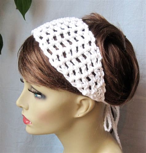 White Crochet Headband 